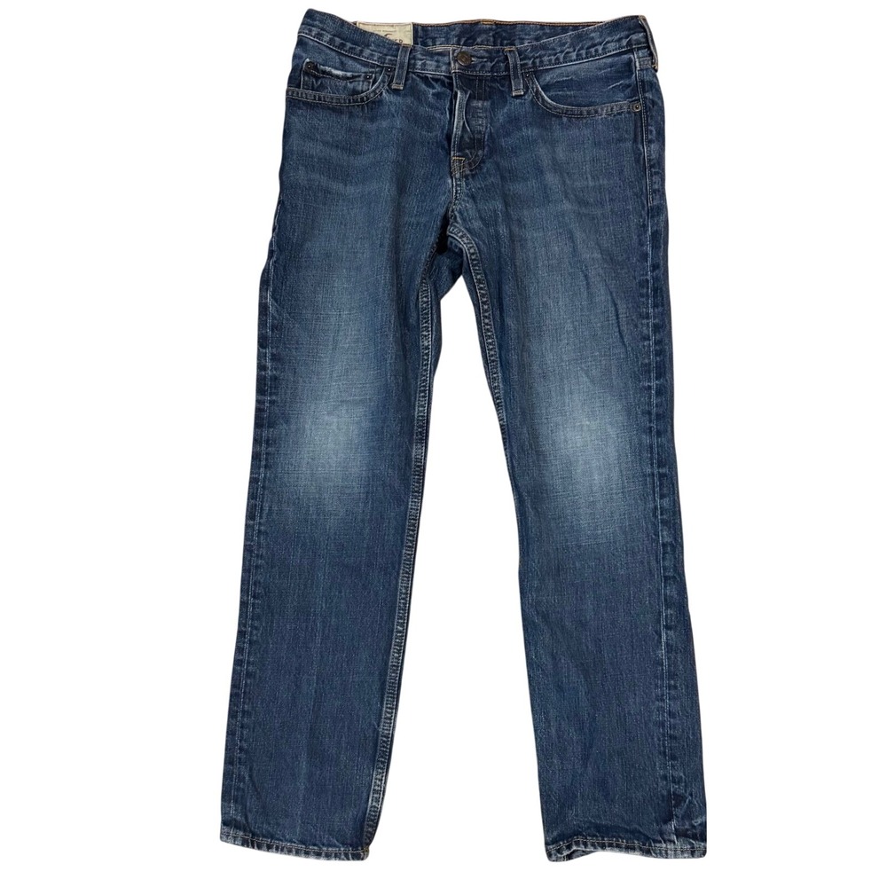 Hollister Mens Straight Leg Jeans 32x30 Medium Wash Blue Cotton Y2K